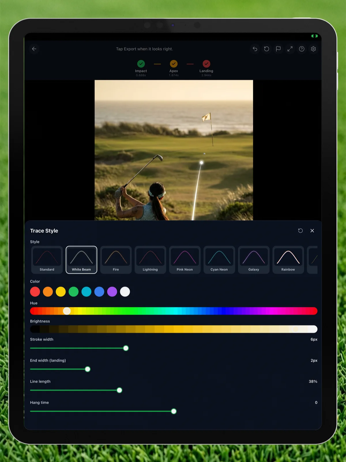 Trace styles on iPad — Golf Ball Tracer app screenshot