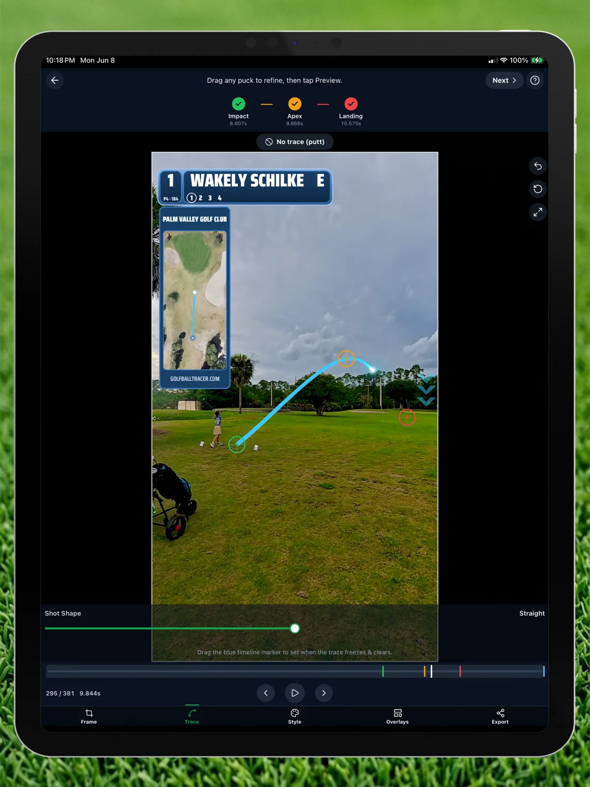 Editor on iPad — Golf Ball Tracer app screenshot