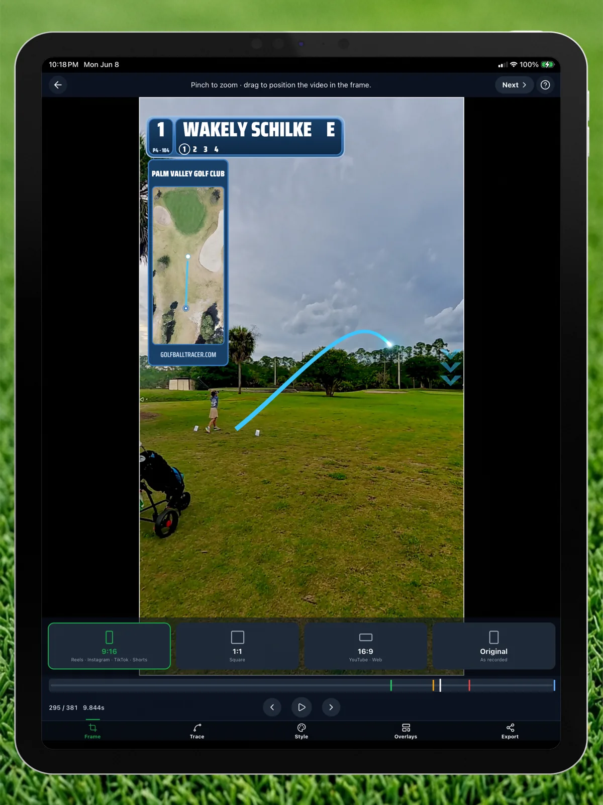 Export formats on iPad — Golf Ball Tracer app screenshot